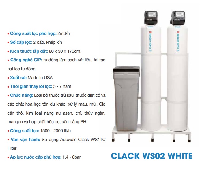 Lọc tổng Clack WS02 White USA
